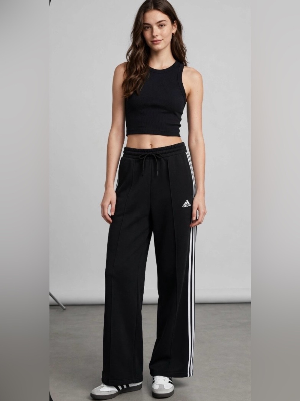 adidas Black Track Pants with White Side Stripes